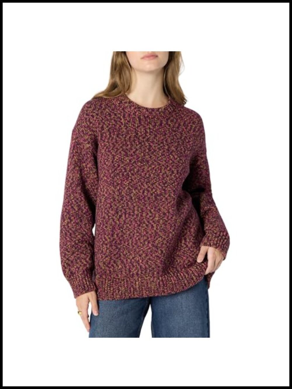 Oversized Cotton Blend Crewneck Sweater Heavyweight Pullover